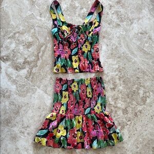 GB Floral Two-Piece Set with Ruffle Skirt